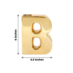 Shiny Ceramic Vase Letter "B" Gold Plated - Chic Bud Planter Pot for Events & Decor 6"