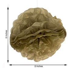 6 Pack 8" Gold Tissue Paper Pom Poms Flower Balls, Ceiling Wall Hanging Decorations