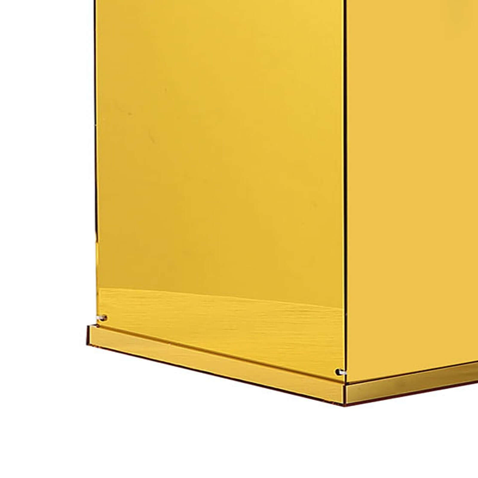 Set of 5 Gold Mirror Finish Acrylic Display Boxes, Pedestal Risers with Interchangeable Lid and Base - 12",16",24",32",40"