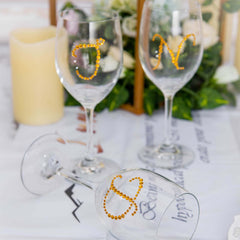 12 Pack 1.5" Gold Rhinestone Monogram Letter Jewel Sticker Self Adhesive DIY Diamond Decor - M