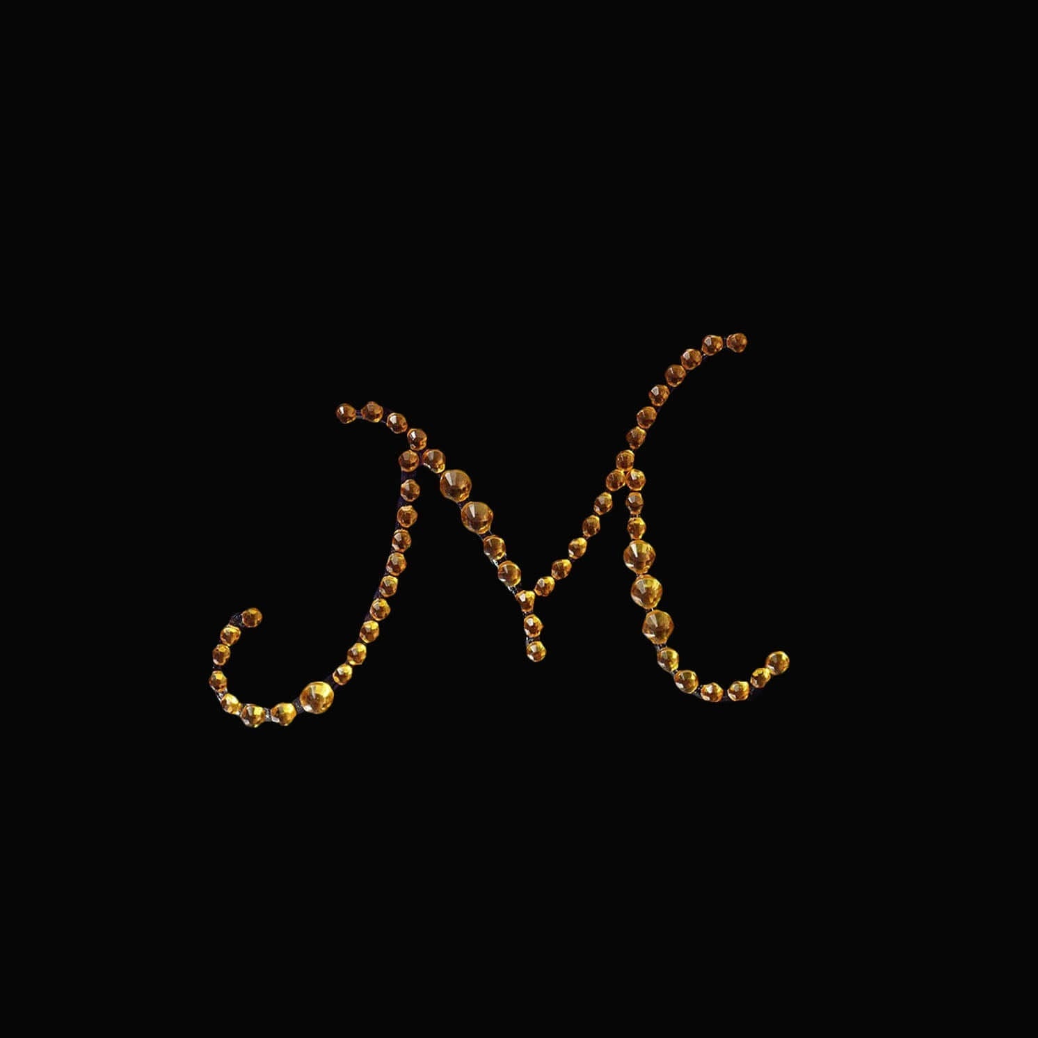 12 Pack 1.5" Gold Rhinestone Monogram Letter Jewel Sticker Self Adhesive DIY Diamond Decor - M