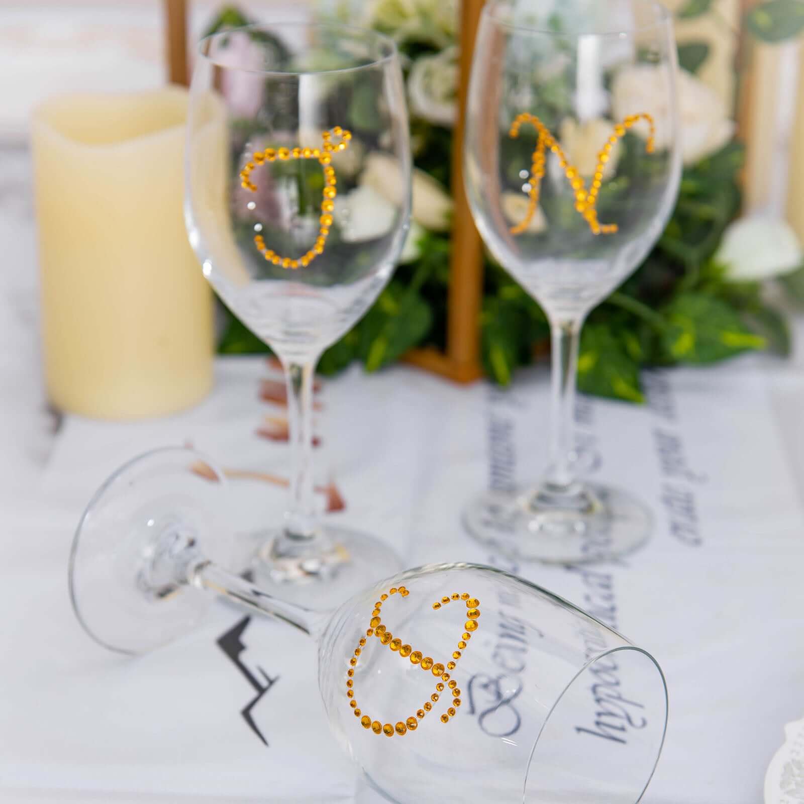 12 Pack 1.5" Gold Rhinestone Monogram Letter Jewel Sticker Self Adhesive DIY Diamond Decor - X