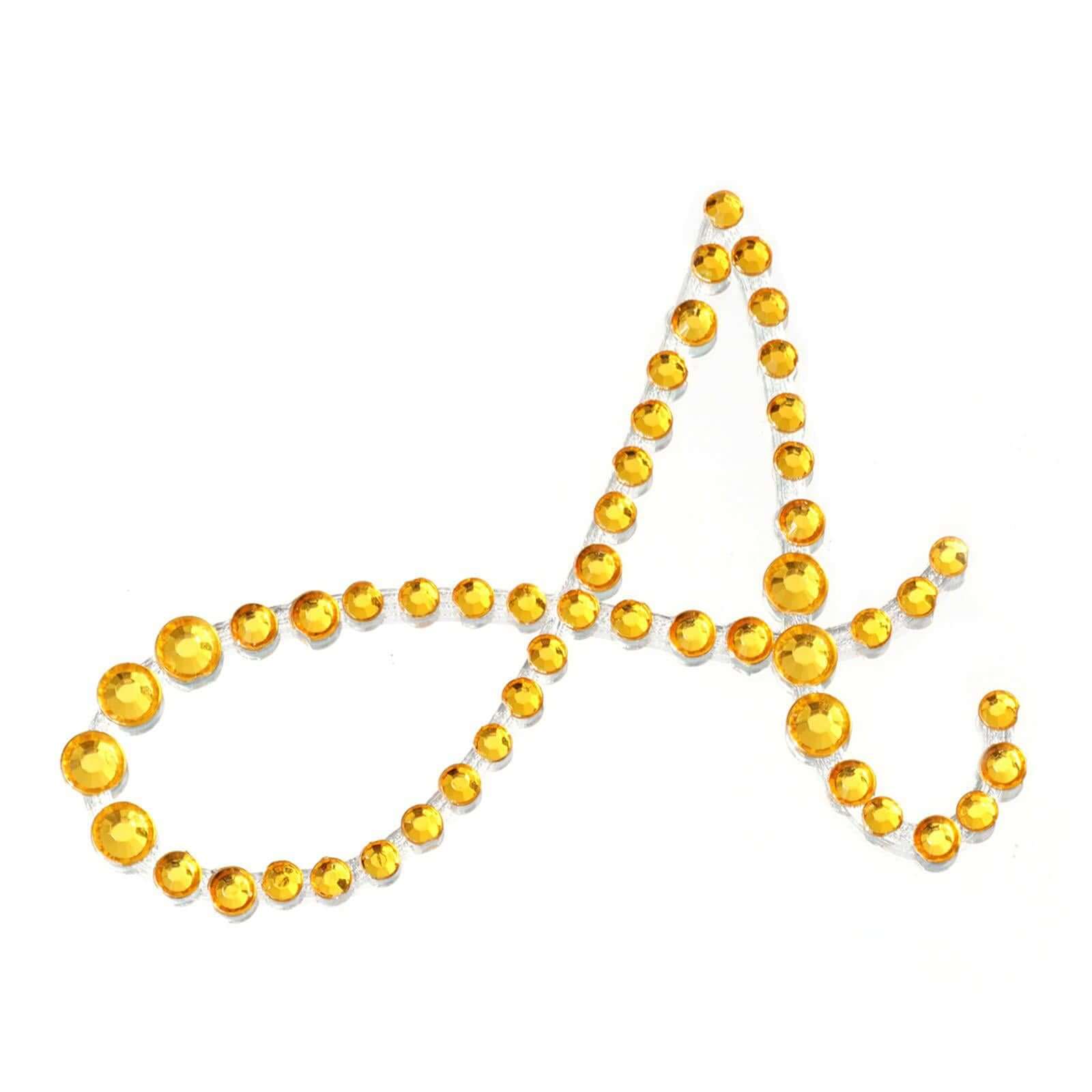 12 Pack | 1.5" Gold Rhinestone Monogram Letter Jewel Sticker Self Adhesive DIY Diamond Decor - and