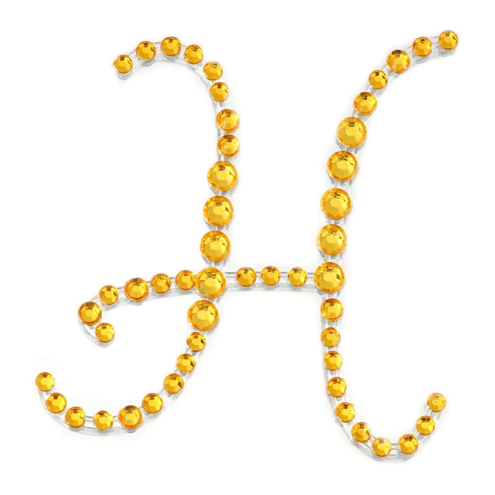12 Pack | 1.5" Gold Rhinestone Monogram Letter Jewel Sticker Self Adhesive DIY Diamond Decor - and