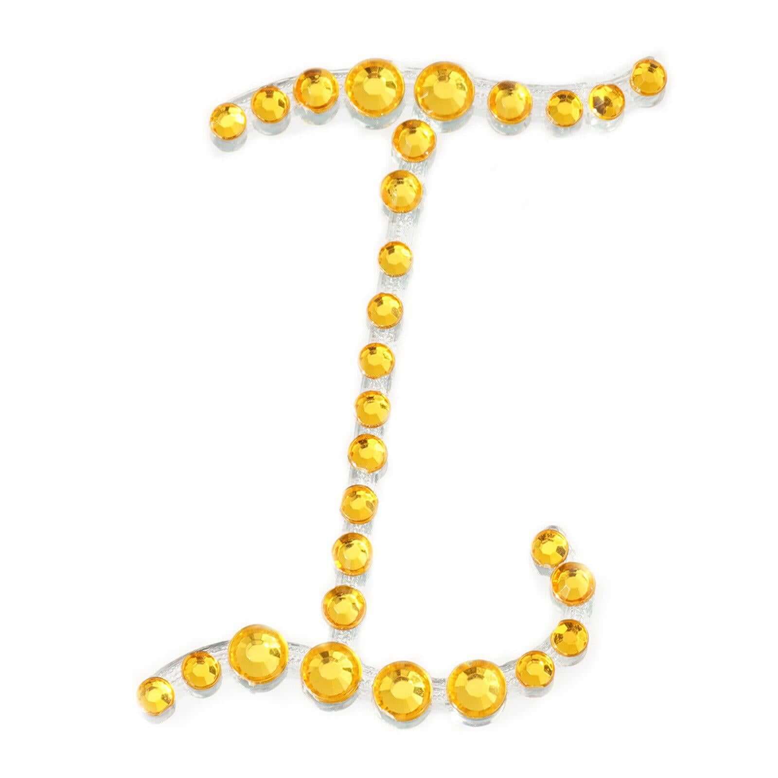 12 Pack | 1.5" Gold Rhinestone Monogram Letter Jewel Sticker Self Adhesive DIY Diamond Decor - and