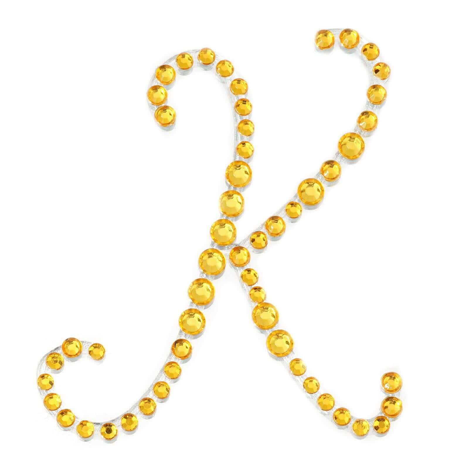 12 Pack | 1.5" Gold Rhinestone Monogram Letter Jewel Sticker Self Adhesive DIY Diamond Decor - and