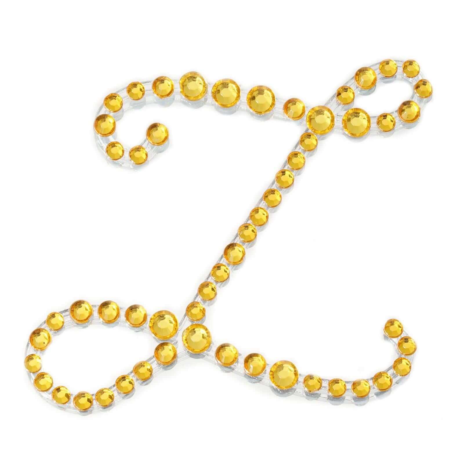 12 Pack | 1.5" Gold Rhinestone Monogram Letter Jewel Sticker Self Adhesive DIY Diamond Decor - and