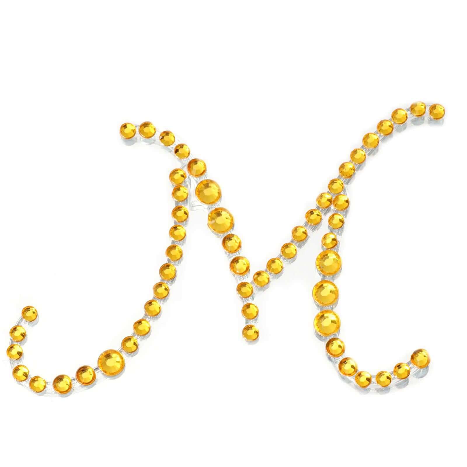 12 Pack | 1.5" Gold Rhinestone Monogram Letter Jewel Sticker Self Adhesive DIY Diamond Decor - and