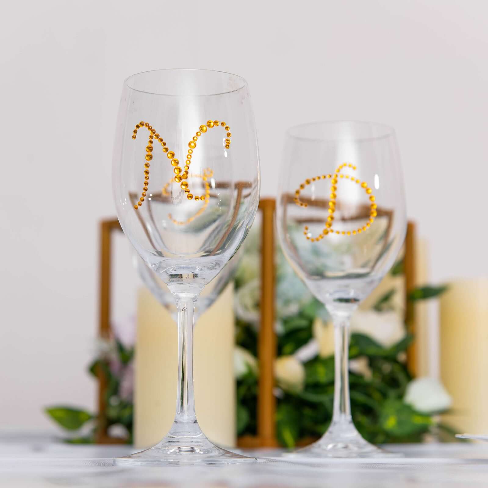 12 Pack | 1.5" Gold Rhinestone Monogram Letter Jewel Sticker Self Adhesive DIY Diamond Decor - and