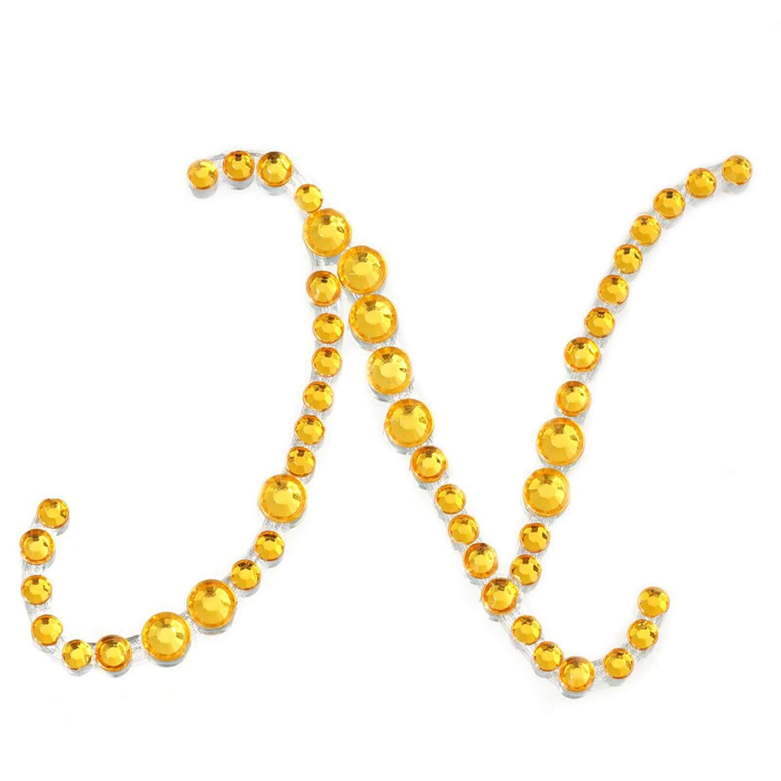 12 Pack | 1.5" Gold Rhinestone Monogram Letter Jewel Sticker Self Adhesive DIY Diamond Decor - and