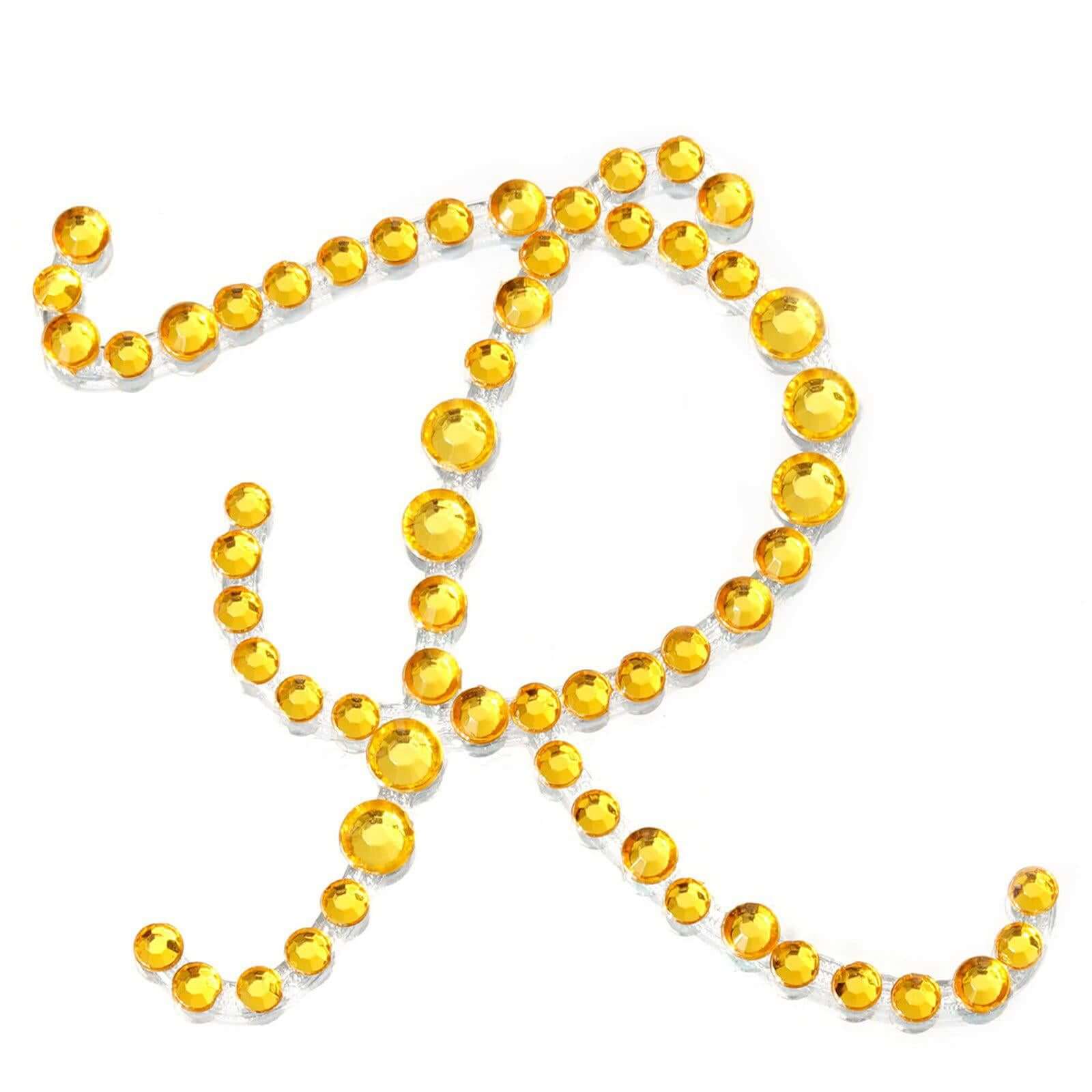 12 Pack | 1.5" Gold Rhinestone Monogram Letter Jewel Sticker Self Adhesive DIY Diamond Decor - and
