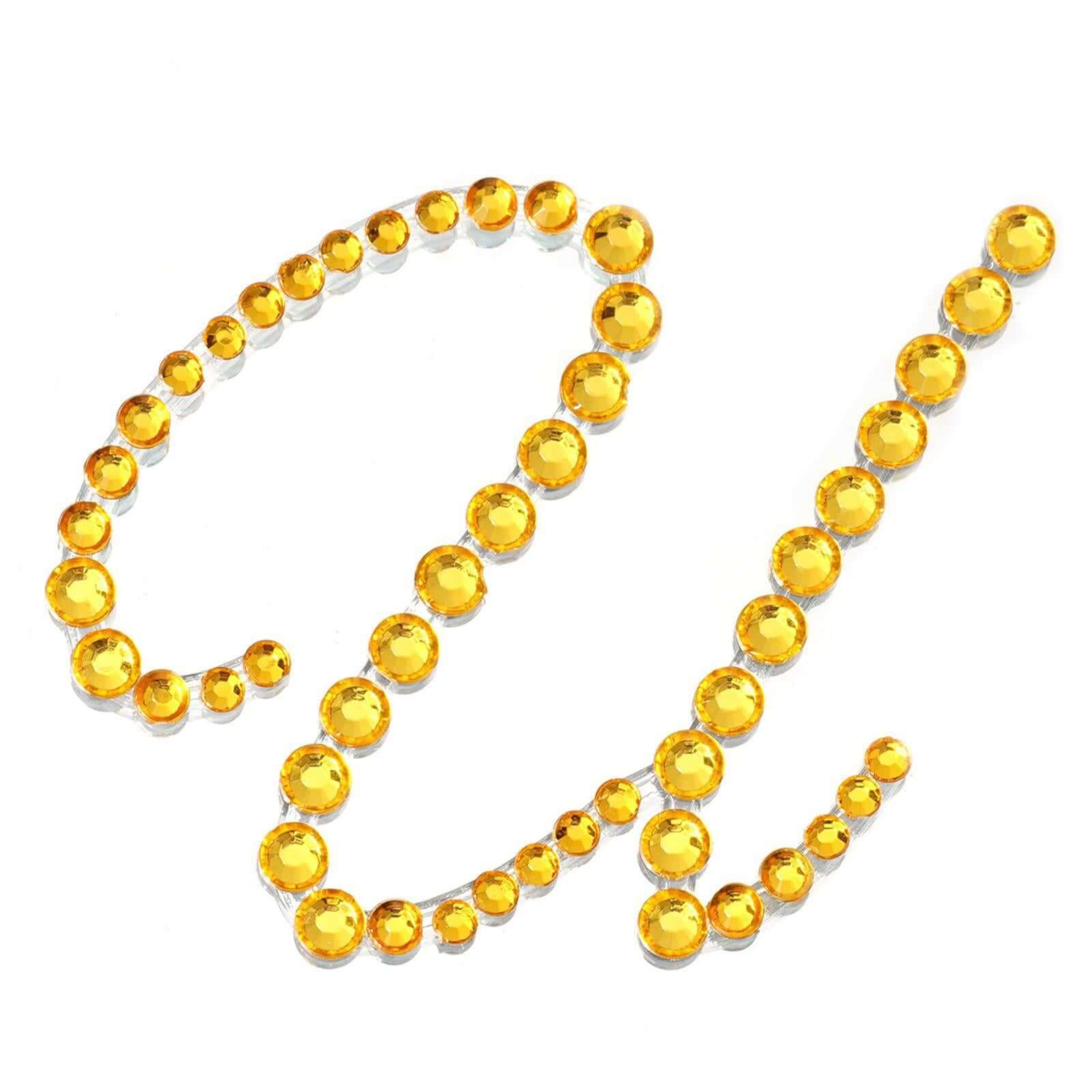 12 Pack | 1.5" Gold Rhinestone Monogram Letter Jewel Sticker Self Adhesive DIY Diamond Decor - and
