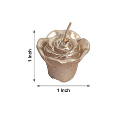 12-Pack Mini Floating Candles Rose Flower Design Rose Gold - Wedding Vase Fillers for Decor 1"