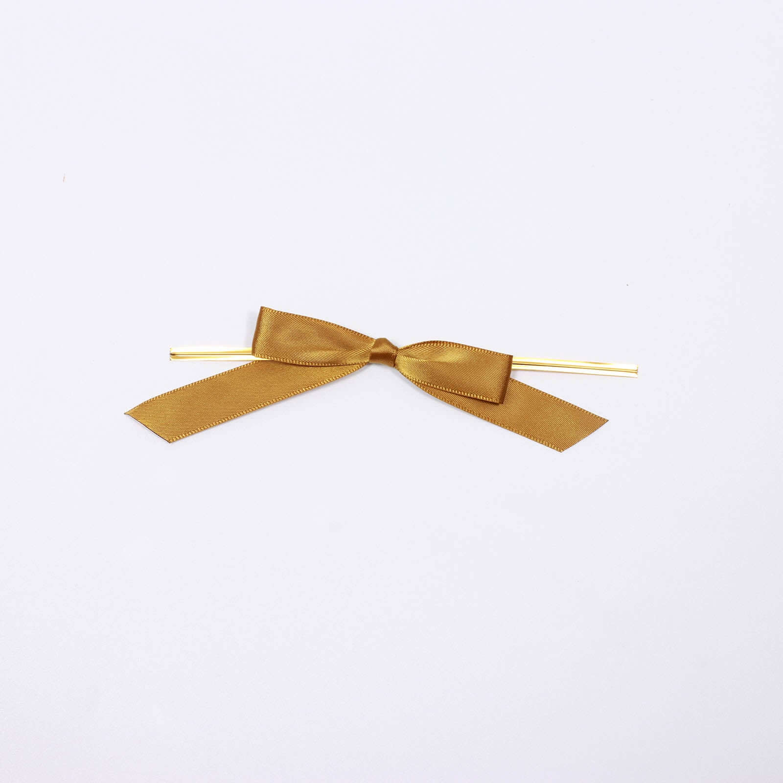 50 Pcs 3" Satin Ribbon Bows With Twist Ties, Gift Basket Party Favor Bags Decor - Gold Classic Style