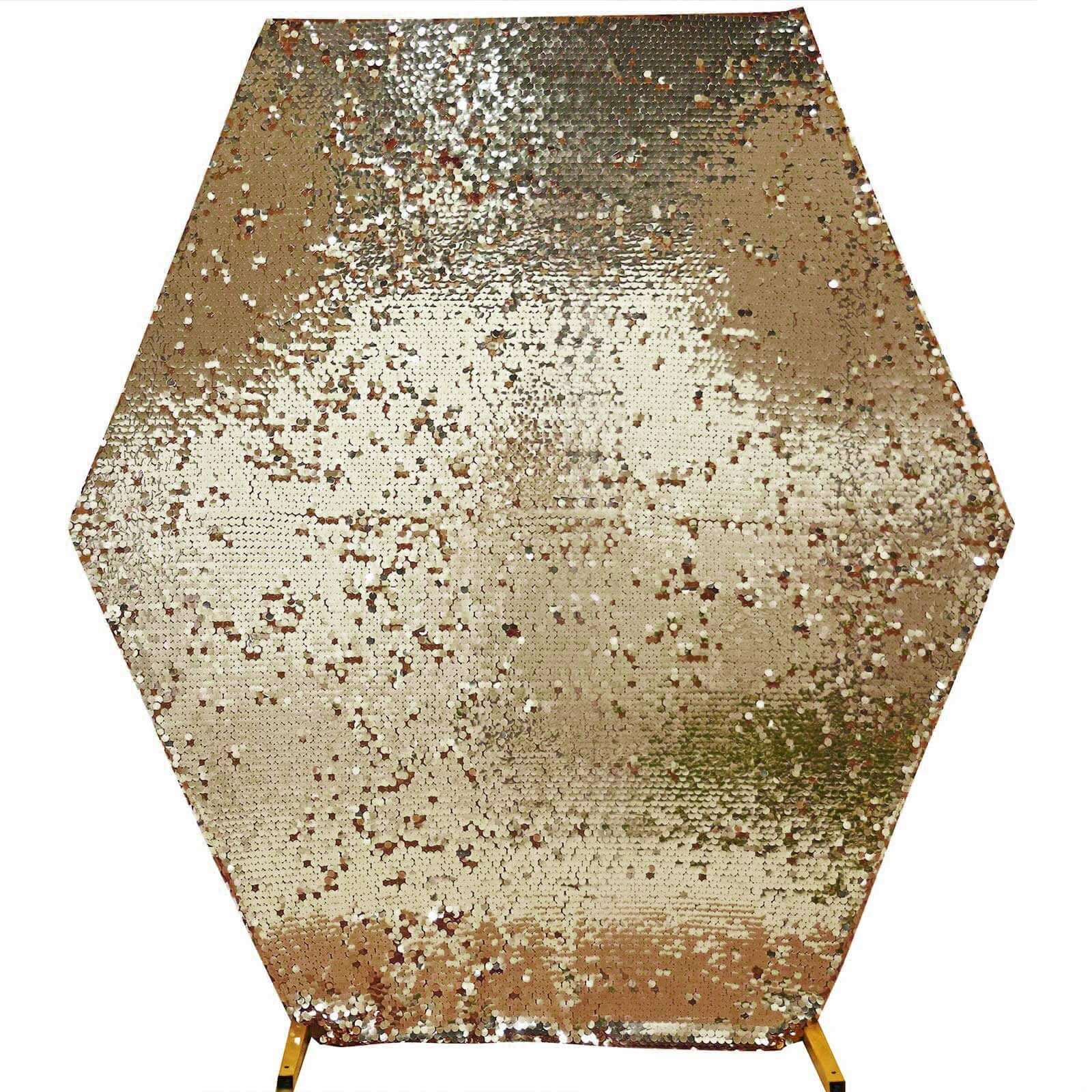 8ftx7ft Gold Big Payette Sequin Sparkly Hexagon Backdrop Stand Cover