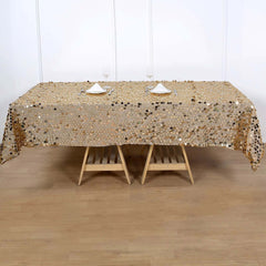 Sequin 60"x102" Rectangle Tablecloth Gold - Big Payette Table Cover