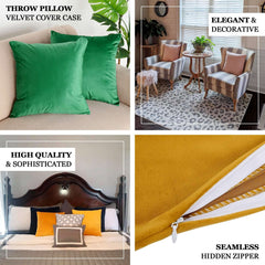 2 Pack 18" Gold Soft Velvet Square Throw Pillow Cover