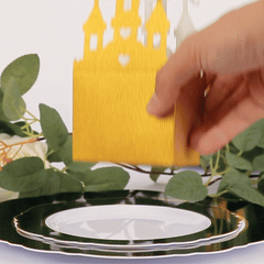 20 Pack Gold Glitter Fairy Tale Castle Favor Boxes, Princess Theme Cardstock Paper Candy Boxes Party Decorations - 3.5"x2"x6.5"