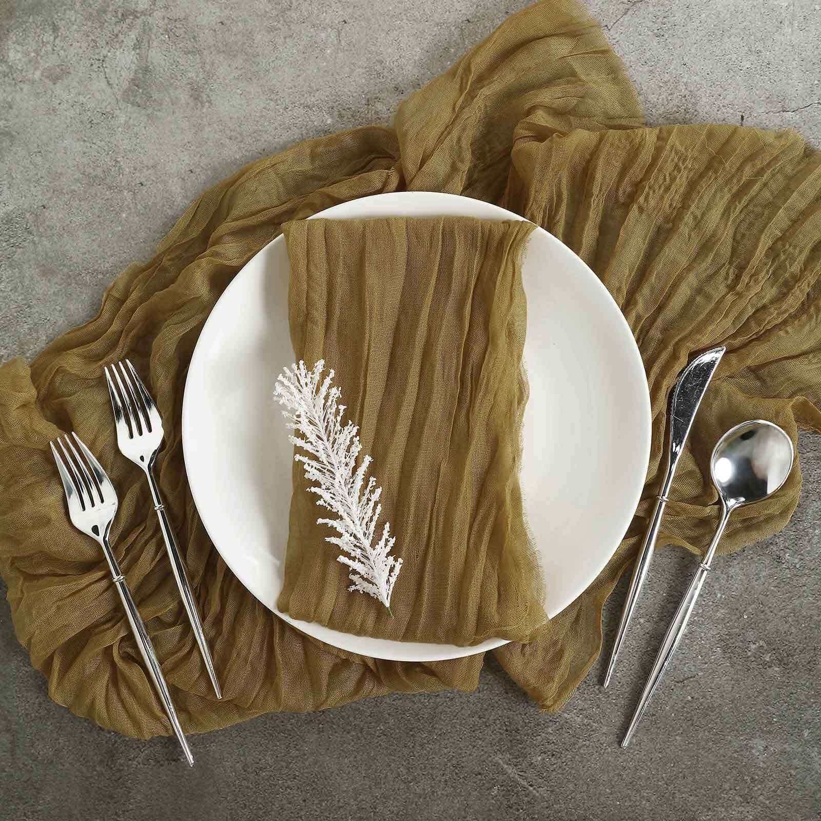 5 Pack Gauze Cheesecloth 24"x19" Napkins Gold Reusable Dinner Napkins for Boho Farmhouse Style Events