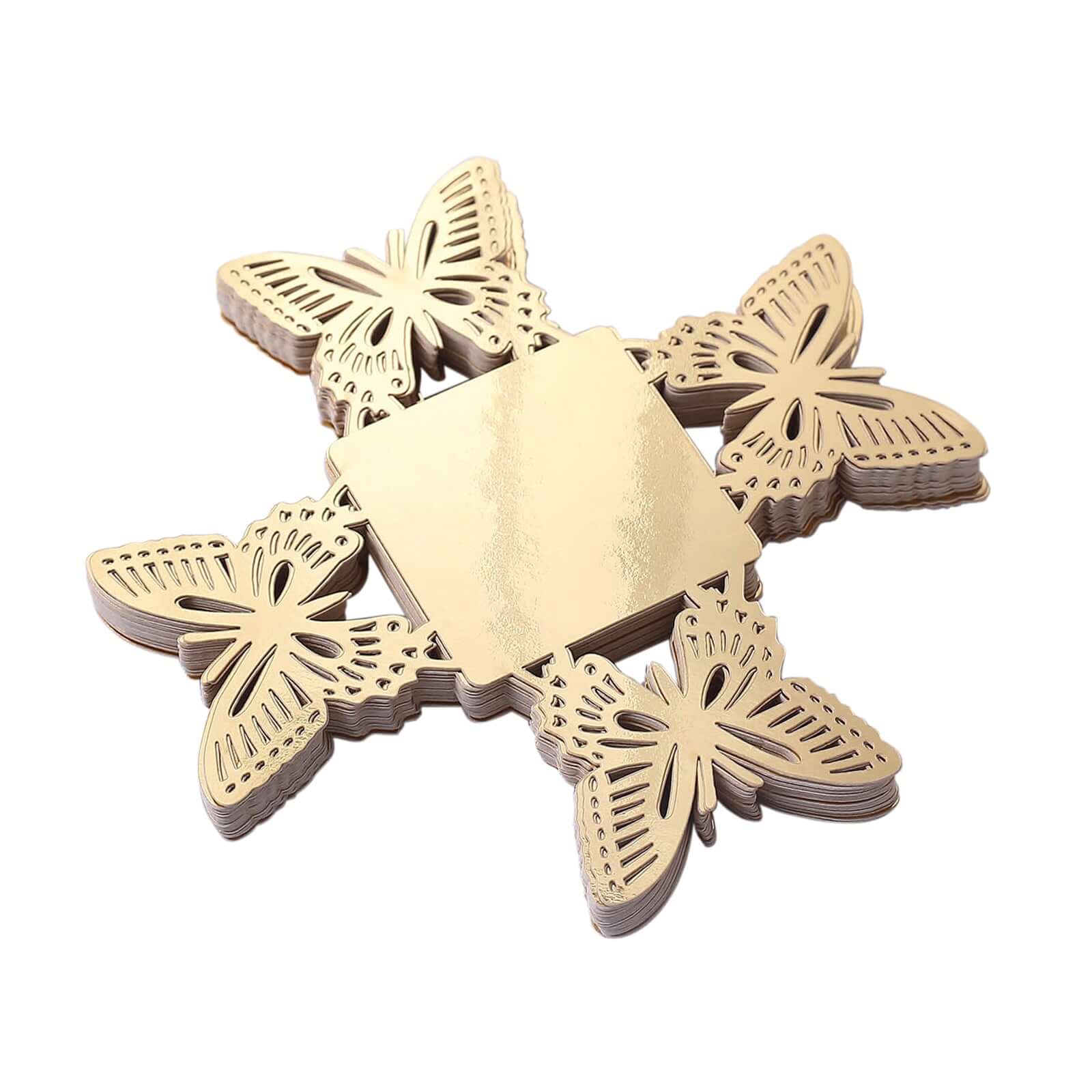 50-Pack Mini Paper Truffle Cup Liners Butterfly Square Design Metallic Gold - 225GSM Cupcake Tray Wrappers 4"