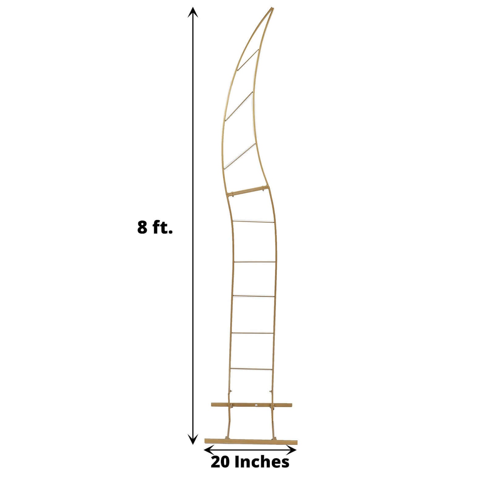 8ft Gold Metal Curved Flower Frame Balloon Arch Stand, Collapsible Wedding Aisle Photo Backdrop With Solid Rectangular Base