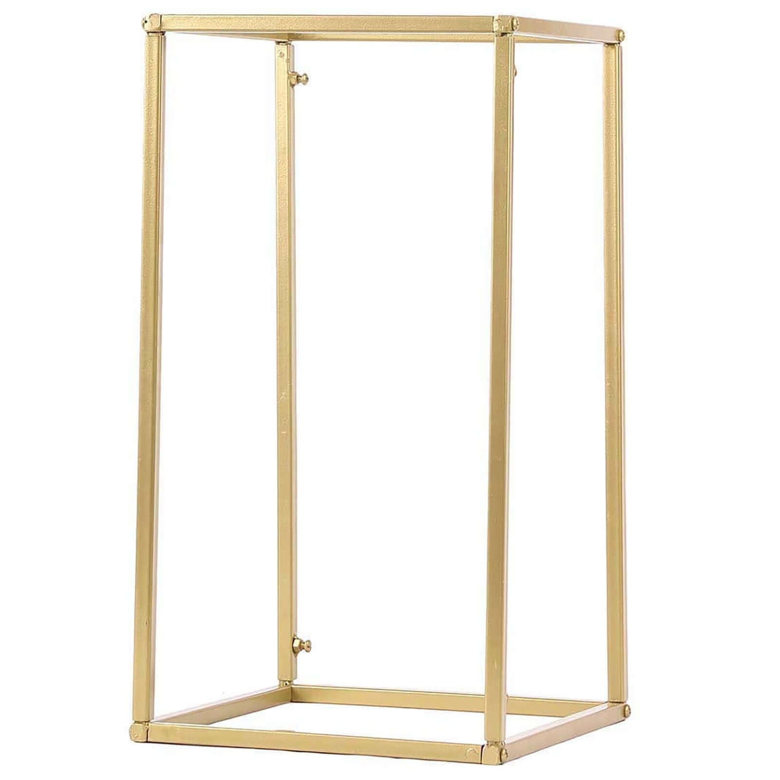 2-Pack Wedding Flower Stand Gold Metal Geometric Column Frame Rectangular - Versatile Floral Pedestal for Sophisticated Arrangements 16"