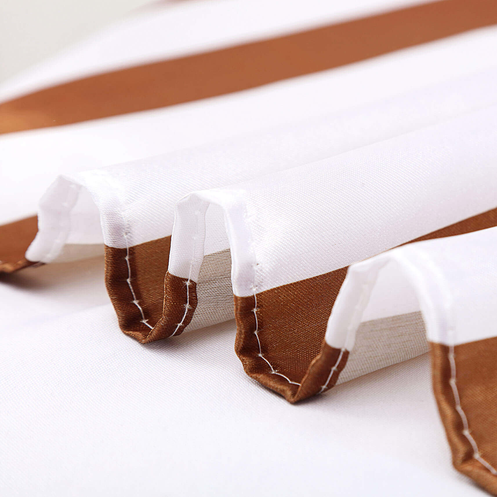 Satin 120" Round Tablecloth Gold/White - Stripe Design with Seamless Silky Smooth Finish Table Cover