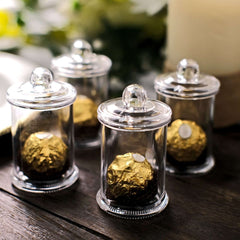 12-Pack Candy Jars Disposable Design with Clear Lids - Plastic Goodie Containers for Parties 3.5"