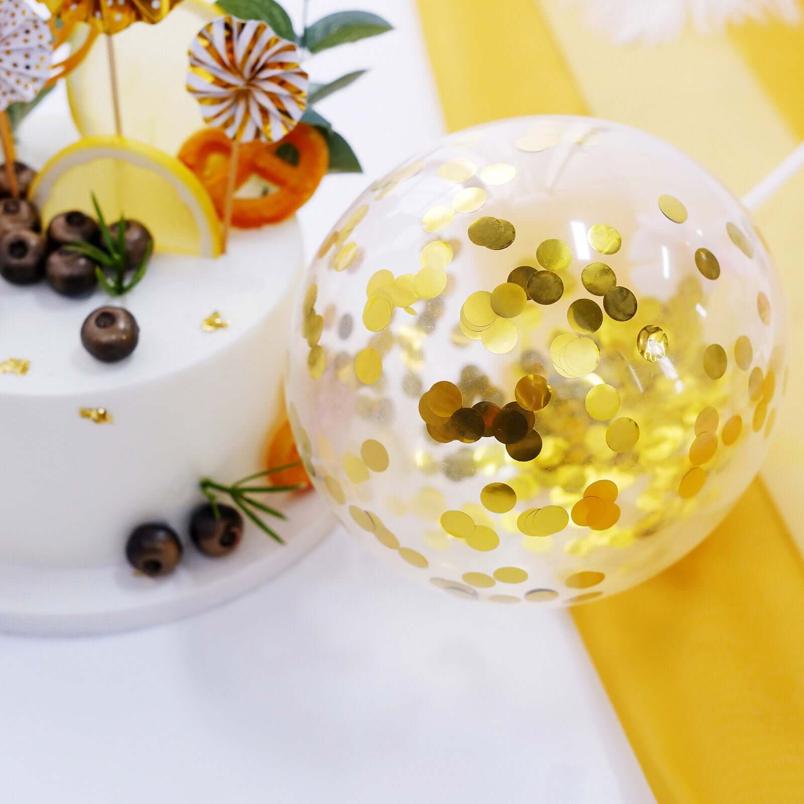 6 Pcs Happy Birthday Cake Topper Gold/White - Fun Cake Decoration with 4 Mini Paper Fans & Confetti Balloon for Themed Parties & Special Occasions
