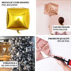 14" 4D Silver Cube Shaped Mylar Foil Helium Air Balloons