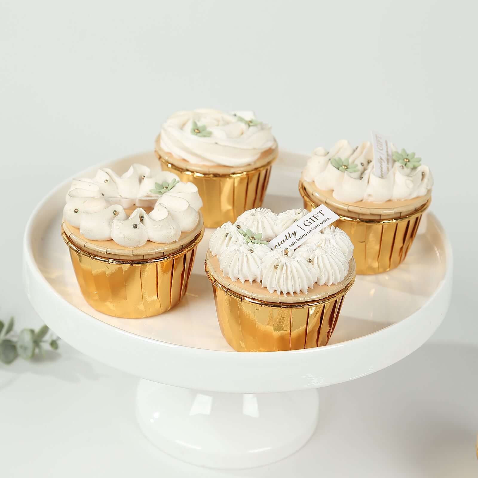 48-Pack Cupcake Liners Metallic Gold - Sturdy & Oil Proof Dessert Baking Muffin Cake Ramekin Cups 3oz