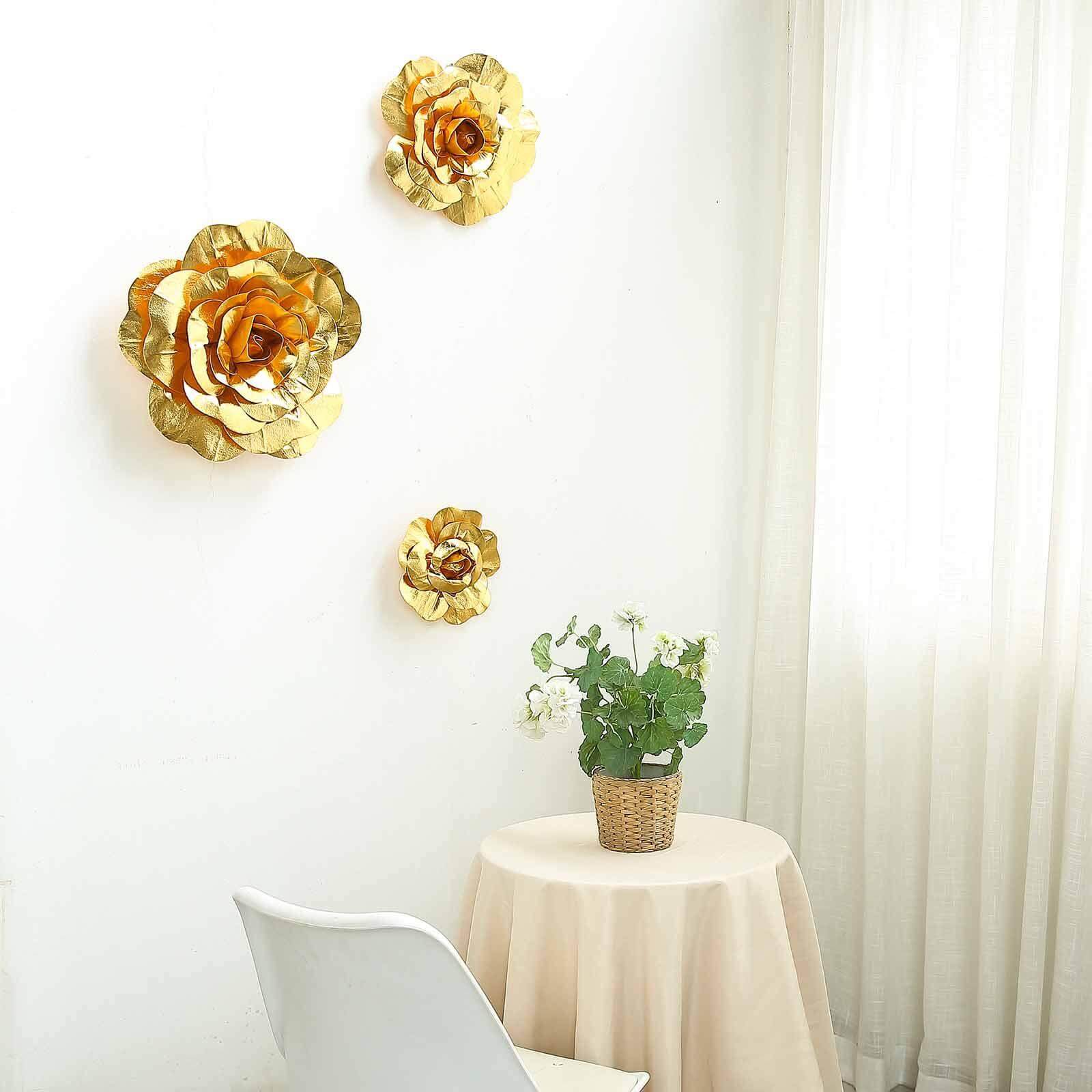 4 Pack 12" Large Metallic Gold Real Touch Artificial Foam DIY Craft Roses