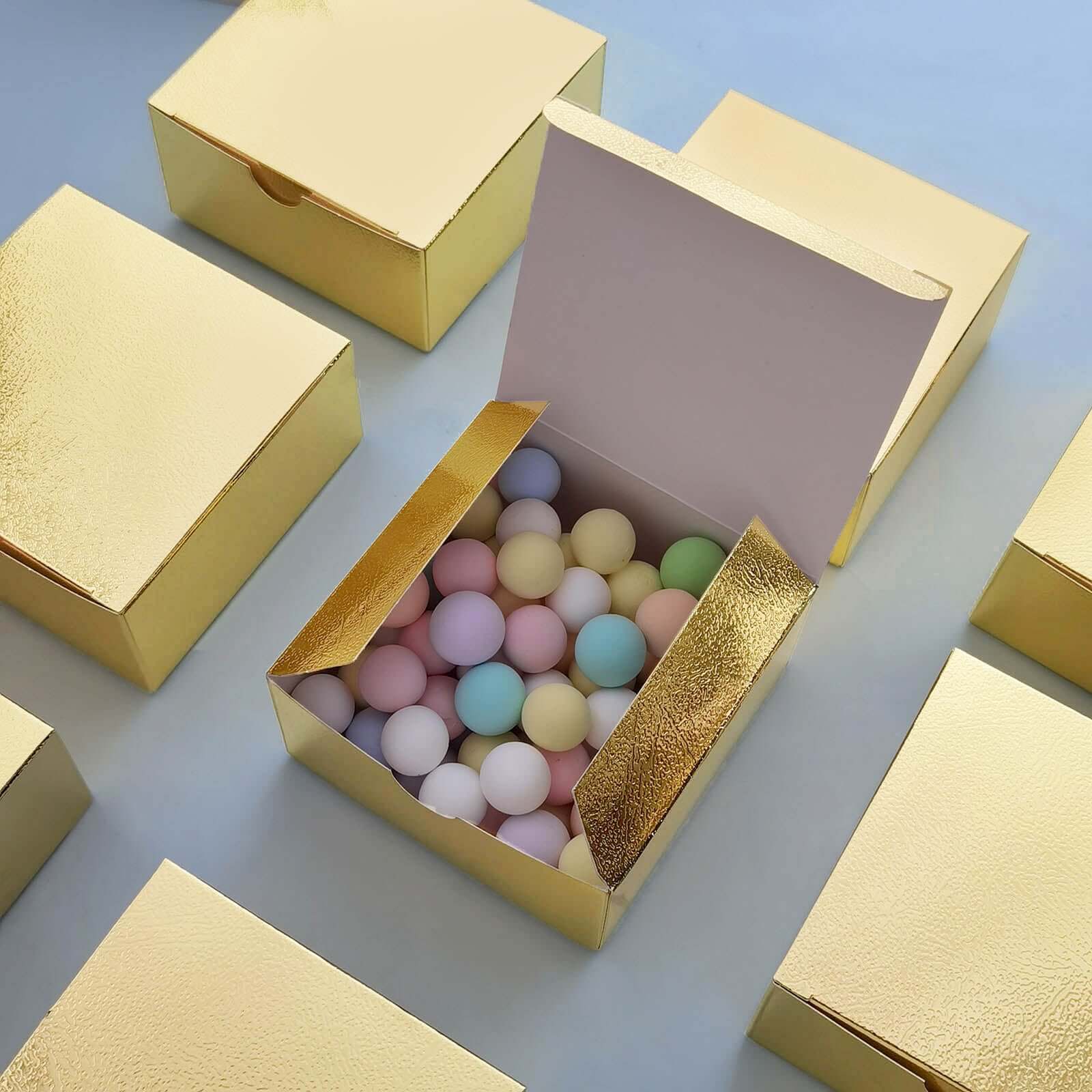 100 Pack 4"x4"x2" Gold Cake Cupcake Party Favor Gift Boxes, DIY