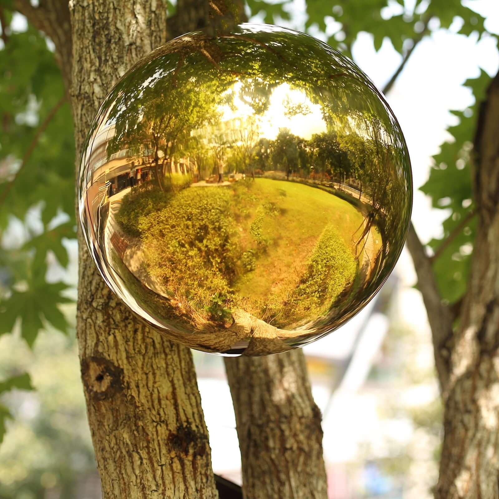 Gazing Globe Mirror Ball Reflective Hollow Stainless Steel Gold Sphere - Decorative Garden Accent Piece 20"