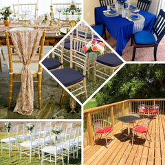 Chiavari Chair Cushion with 1.5" Thick Memory Foam and Ties Gold - Stylish Removable Cover for Comfort