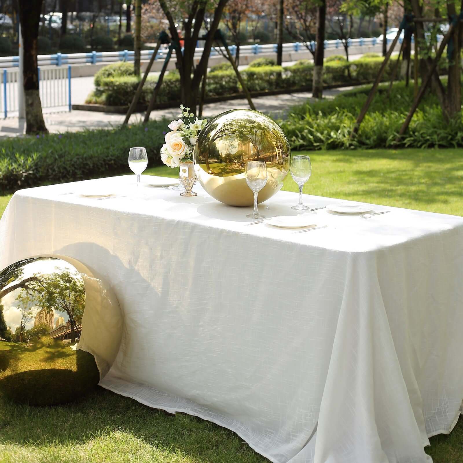 Gazing Globe Mirror Ball Reflective Hollow Stainless Steel Gold Sphere - Decorative Garden Display Piece 16"