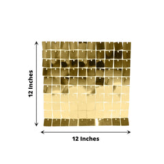 10sq.ft Shiny Gold Square Sequin Shimmer Wall Party Photo Backdrop, Active Spangle Wall Art Décor Panels - 10 Panels