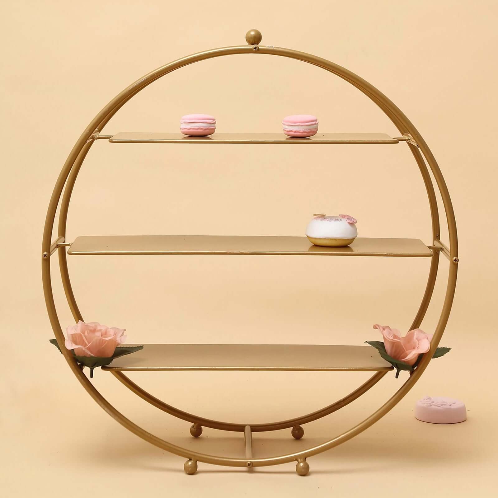3-Tier Metal Round Cupcake Stand Matte Gold - Stylish Dessert Holder Appetizer Display for Modern Weddings Dessert Buffets & Celebrations 21"
