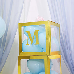 4 Pack 5" Metallic Gold Alphabet Stickers Banner, Customizable Stick on Gold Letters - M