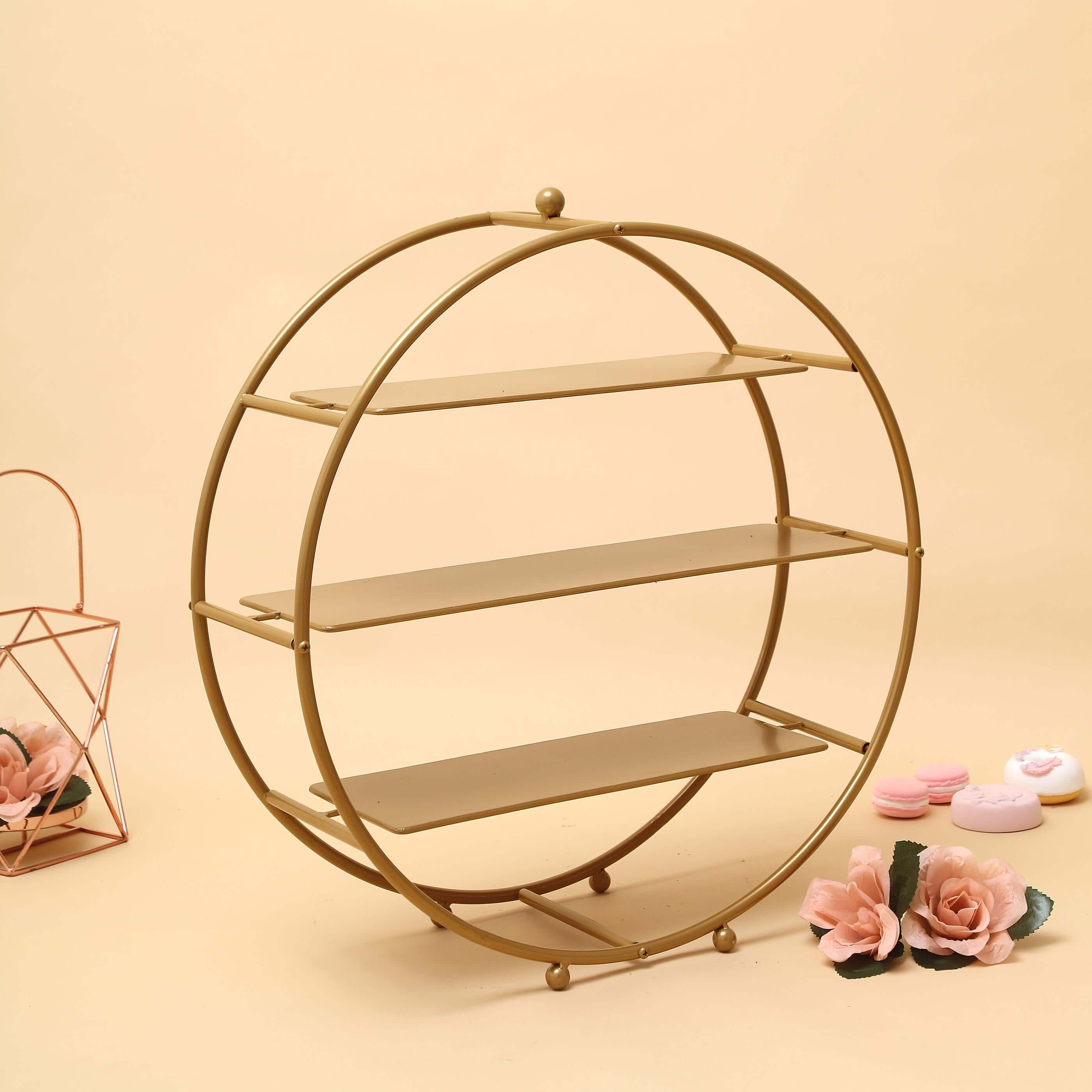 3-Tier Metal Round Cupcake Stand Matte Gold - Stylish Dessert Holder Appetizer Display for Modern Weddings Dessert Buffets & Celebrations 21"