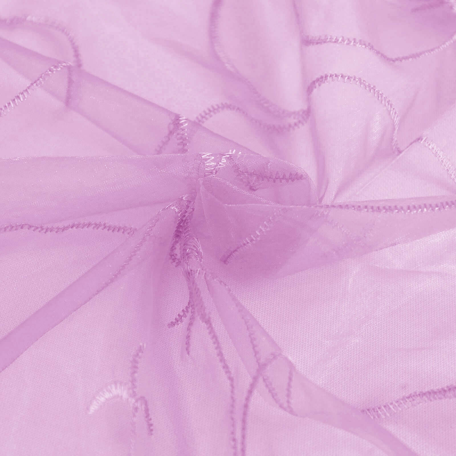 72"x72" Fuchsia Embroidered Sheer Organza Square Table Overlay With Satin Edge