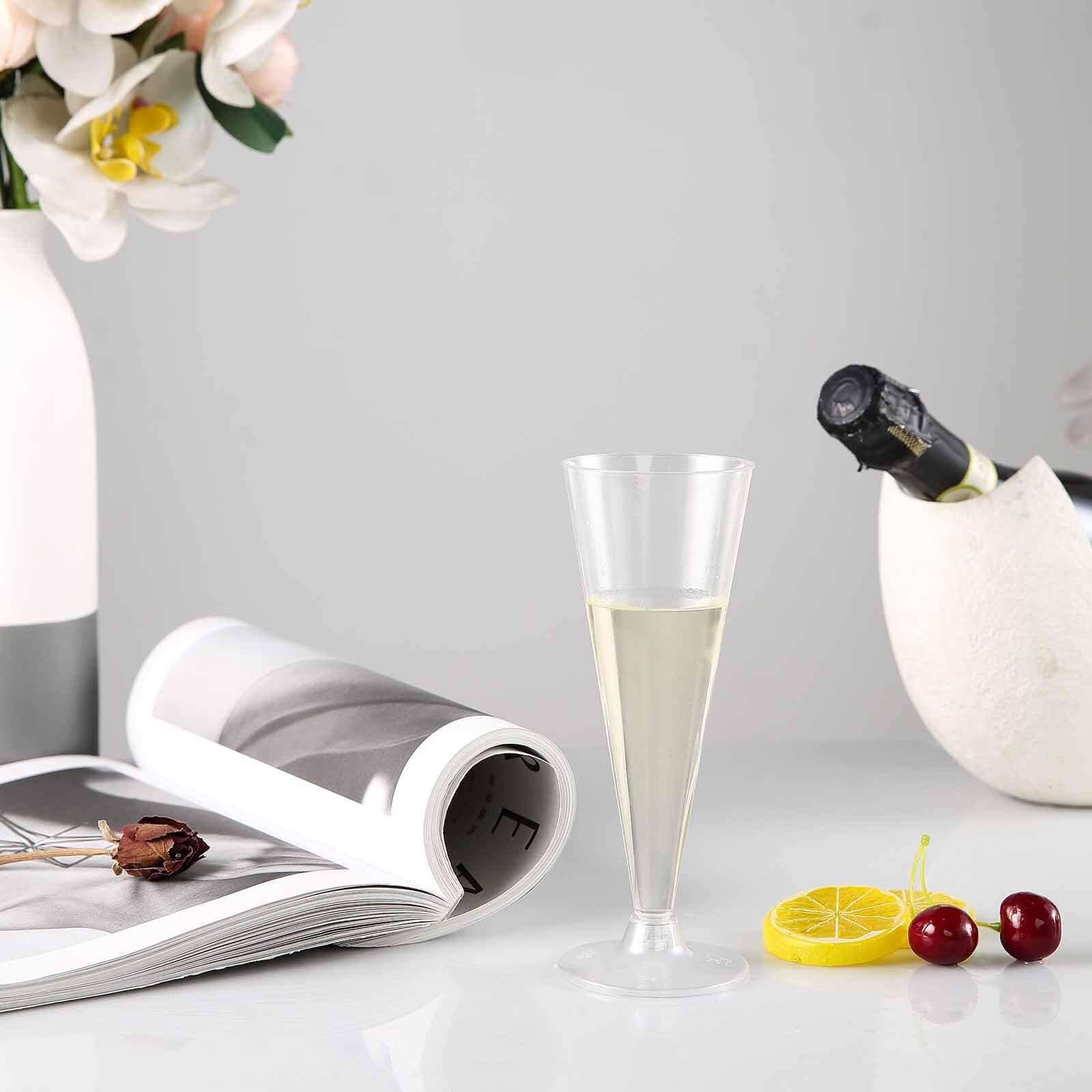 12-Pack Plastic Champagne Flutes Trumpet Clear - Durable Disposable Toasting Glasses 7oz
