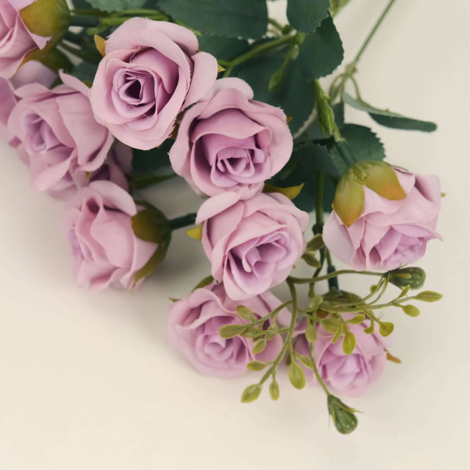 2 Pack 12" Lavender Lilac Artificial Open Rose Flower Arrangements, Small Faux Floral Bouquets
