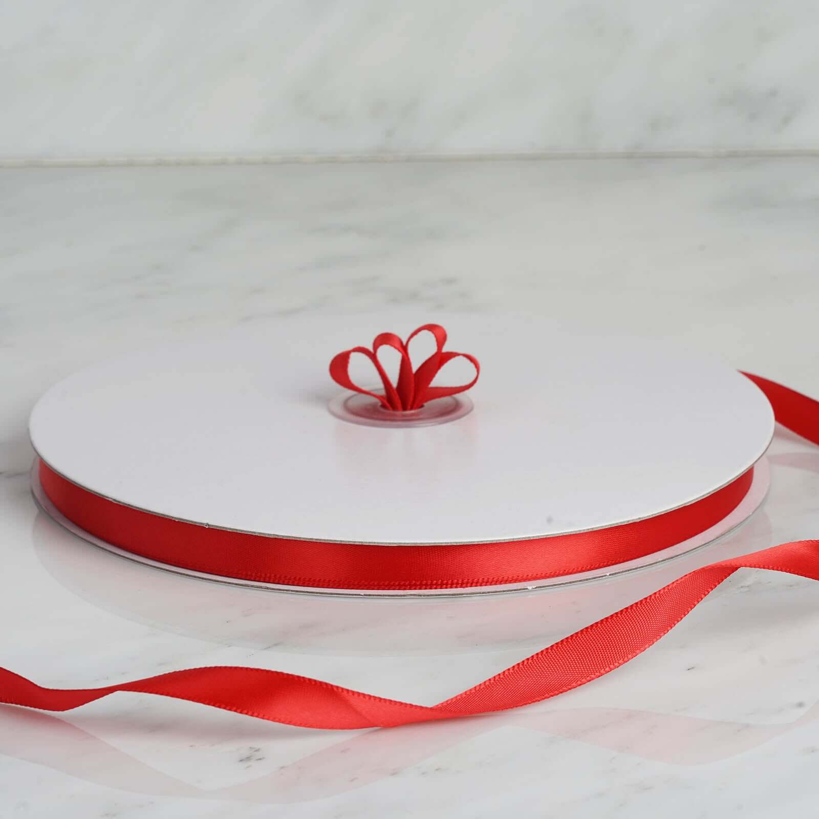 100 Yards 3 8" Red Single Face Decorative Satin Ribbon