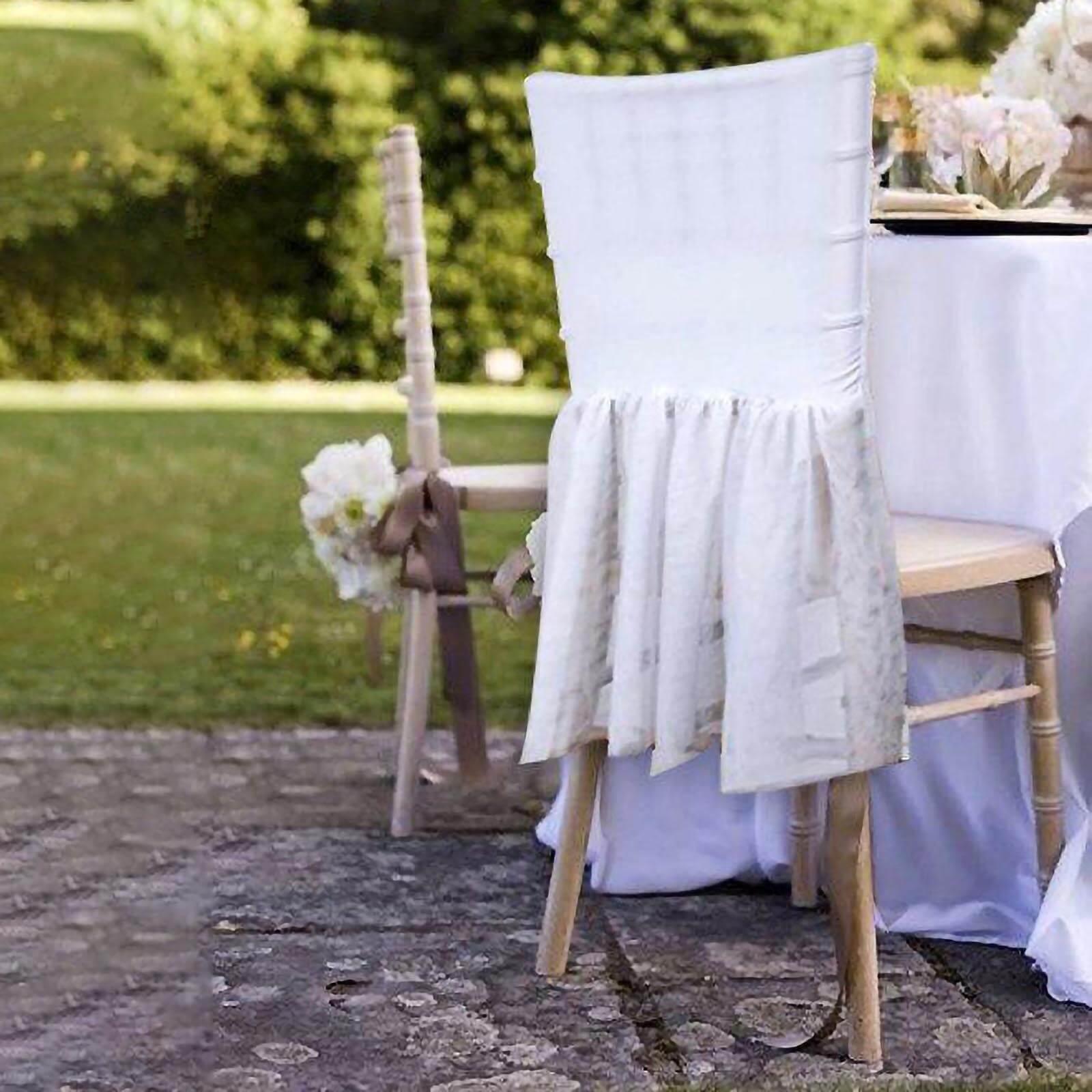 Spandex Chair Cover Skirt Sheer Tutu Style for Wedding Chairs White - Stylish Decor for Formal Gatherings