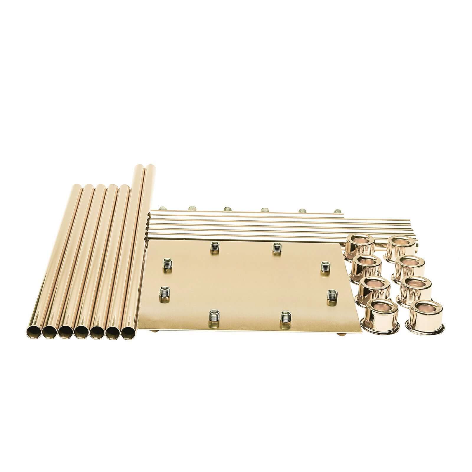 8 Arm Cluster Taper Candle Holder Gold - Stunning Large Candle Arragement With Clear Glass Shades for Grand Banquets & Celebrations 42"