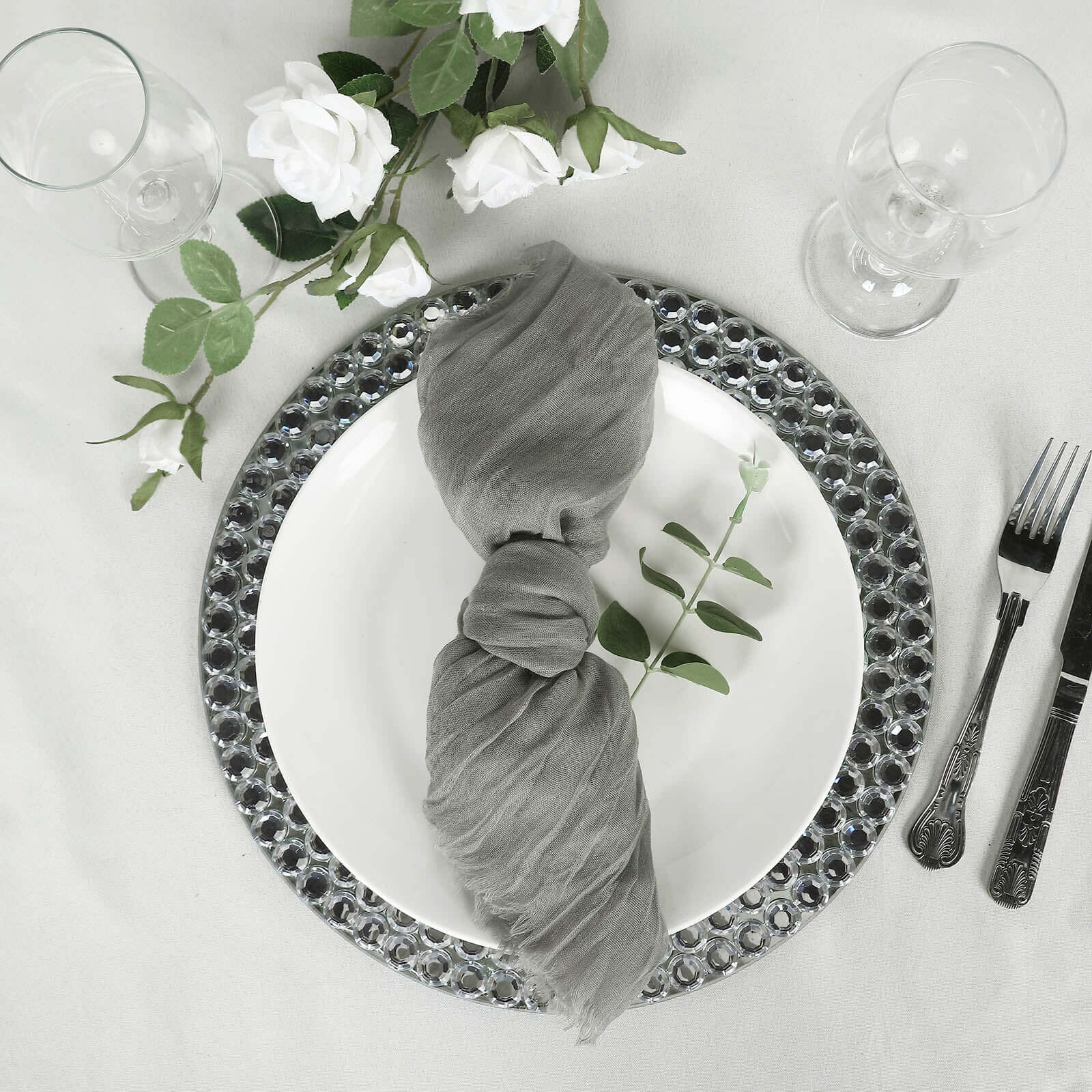 5 Pack Gauze Cheesecloth 24"x19" Napkins Gray Reusable Dinner Napkins