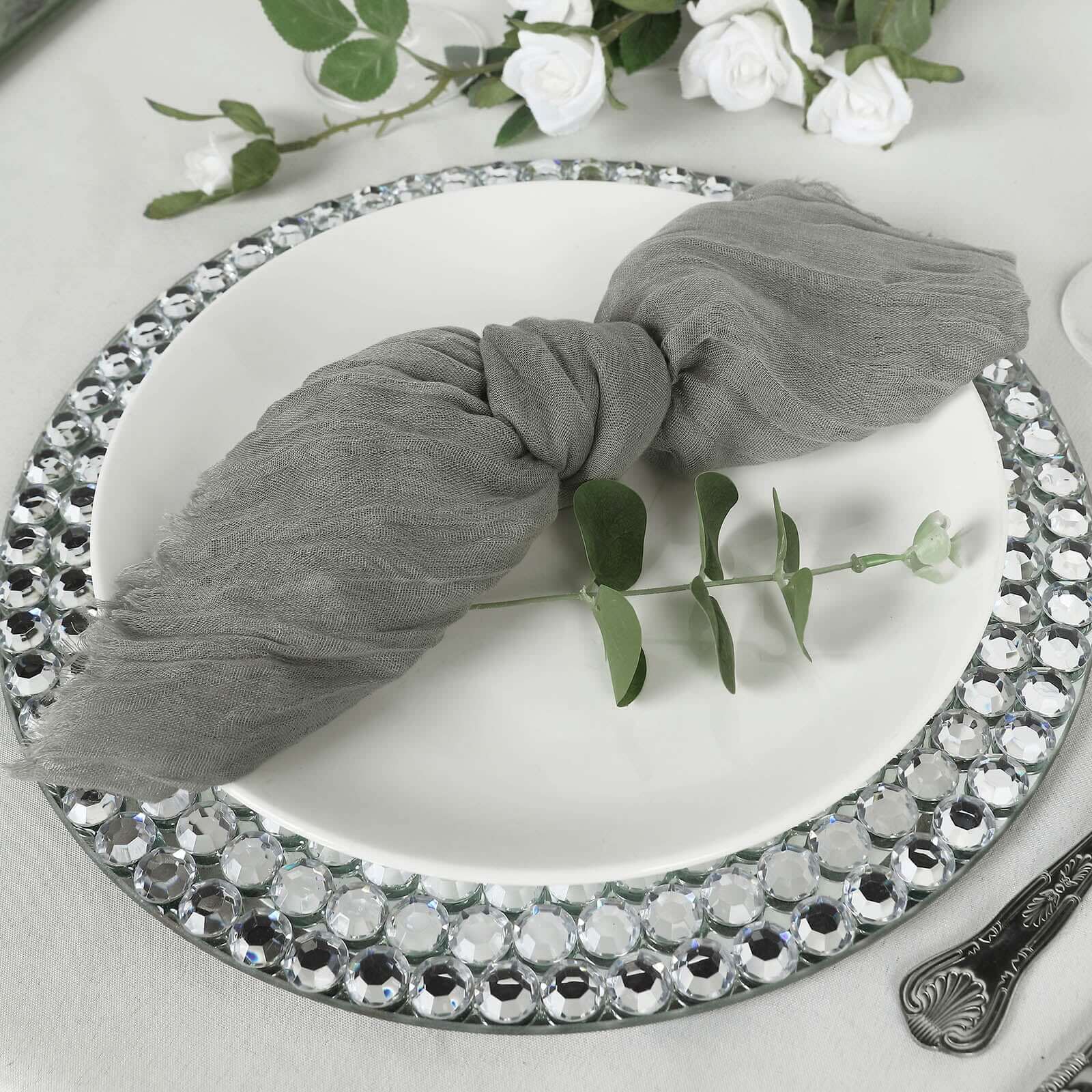 5 Pack Gauze Cheesecloth 24"x19" Napkins Gray Reusable Dinner Napkins