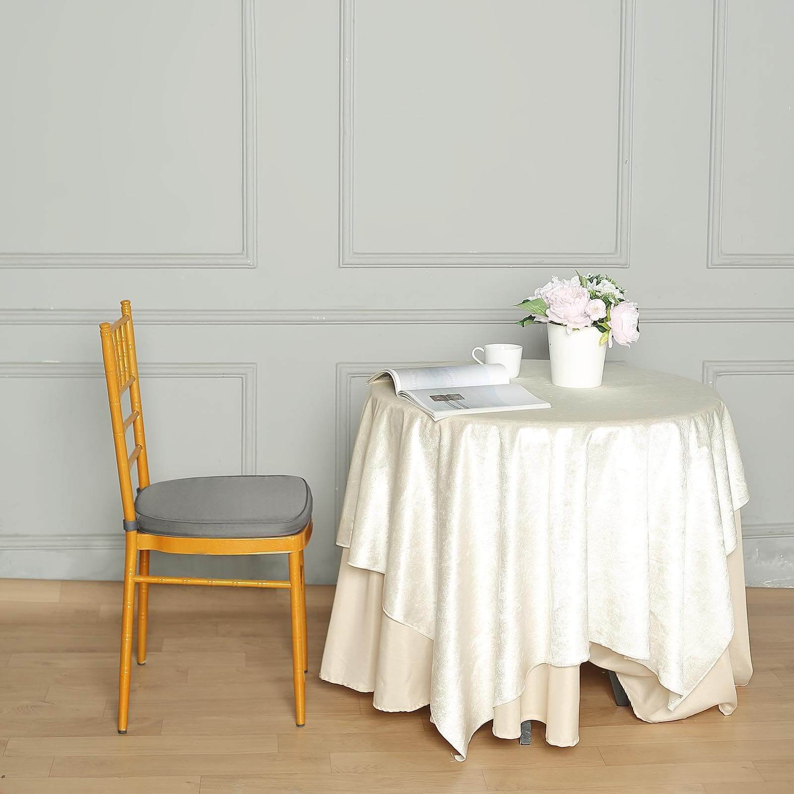 Chiavari Chair Cushion with 1.5" Thick Memory Foam and Ties Charcoal Gray - Stylish Removable Cover for Comfort
