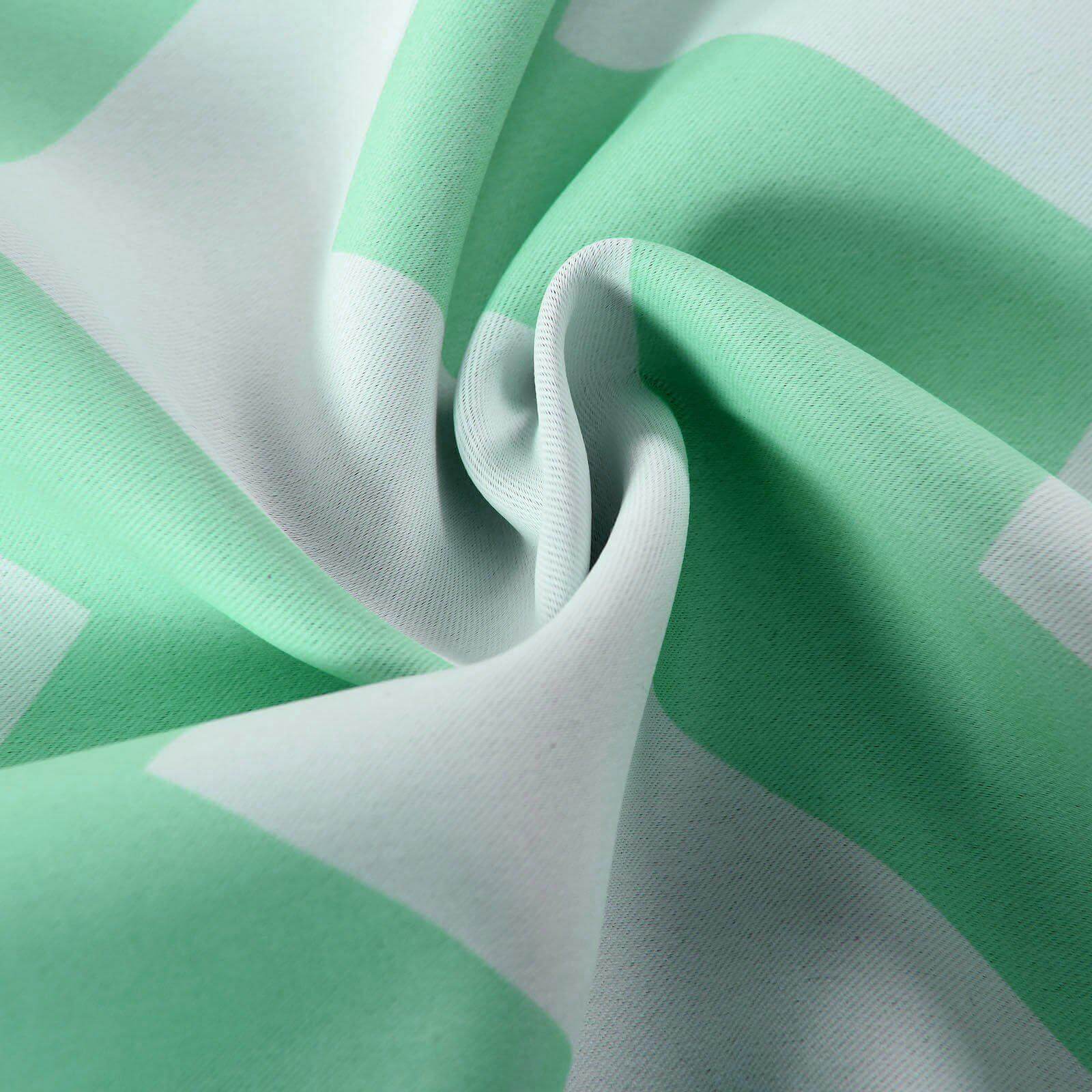2 Pack White Mint Chevron Design Thermal Blackout Soundproof Curtains With Chrome Grommet Window Treatment Panels - 52"x64"